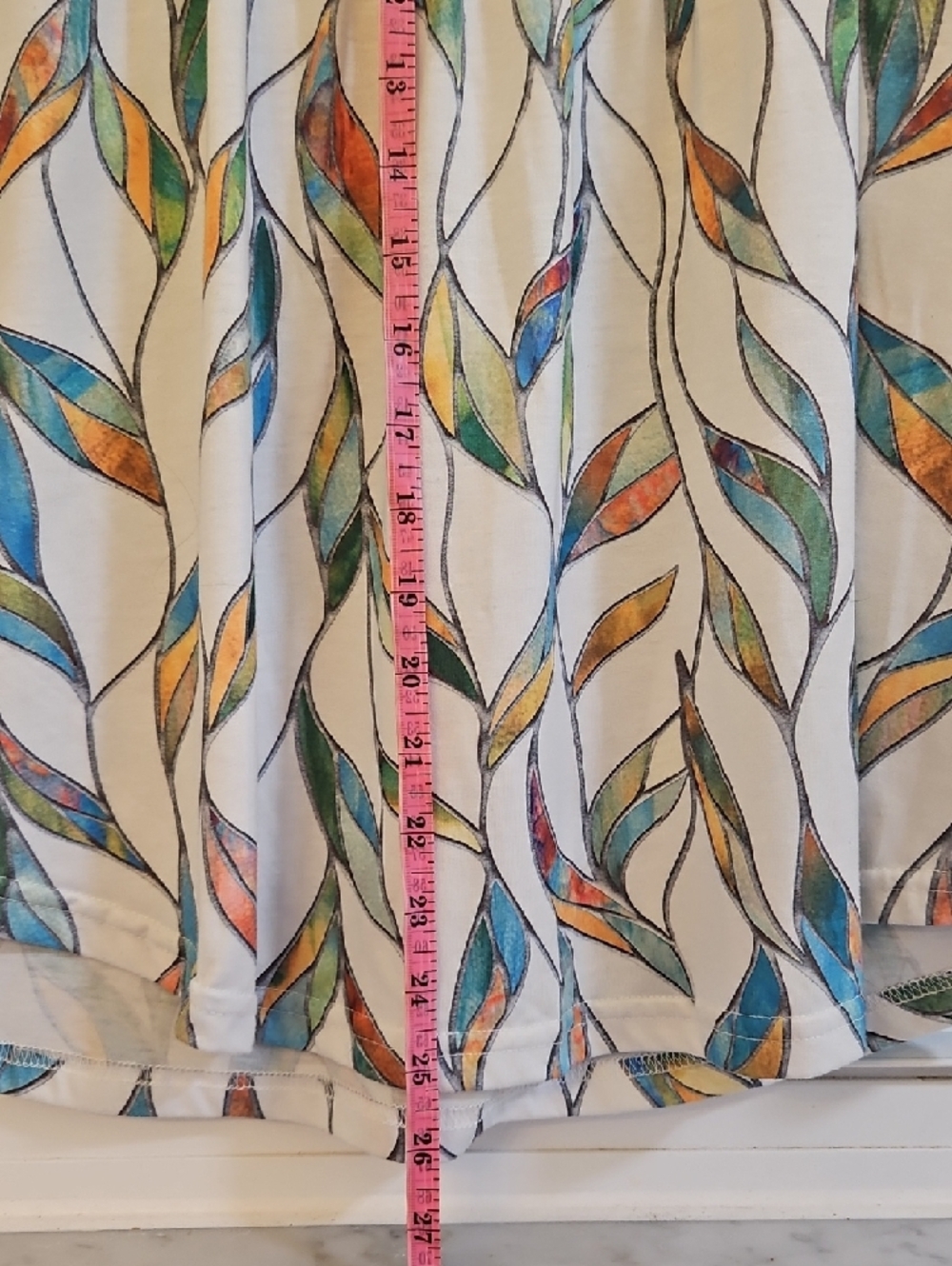 Artisan Comfort White Short-Sleeve Blouse with Multicolor Leaf Print - Picture 3 of 3